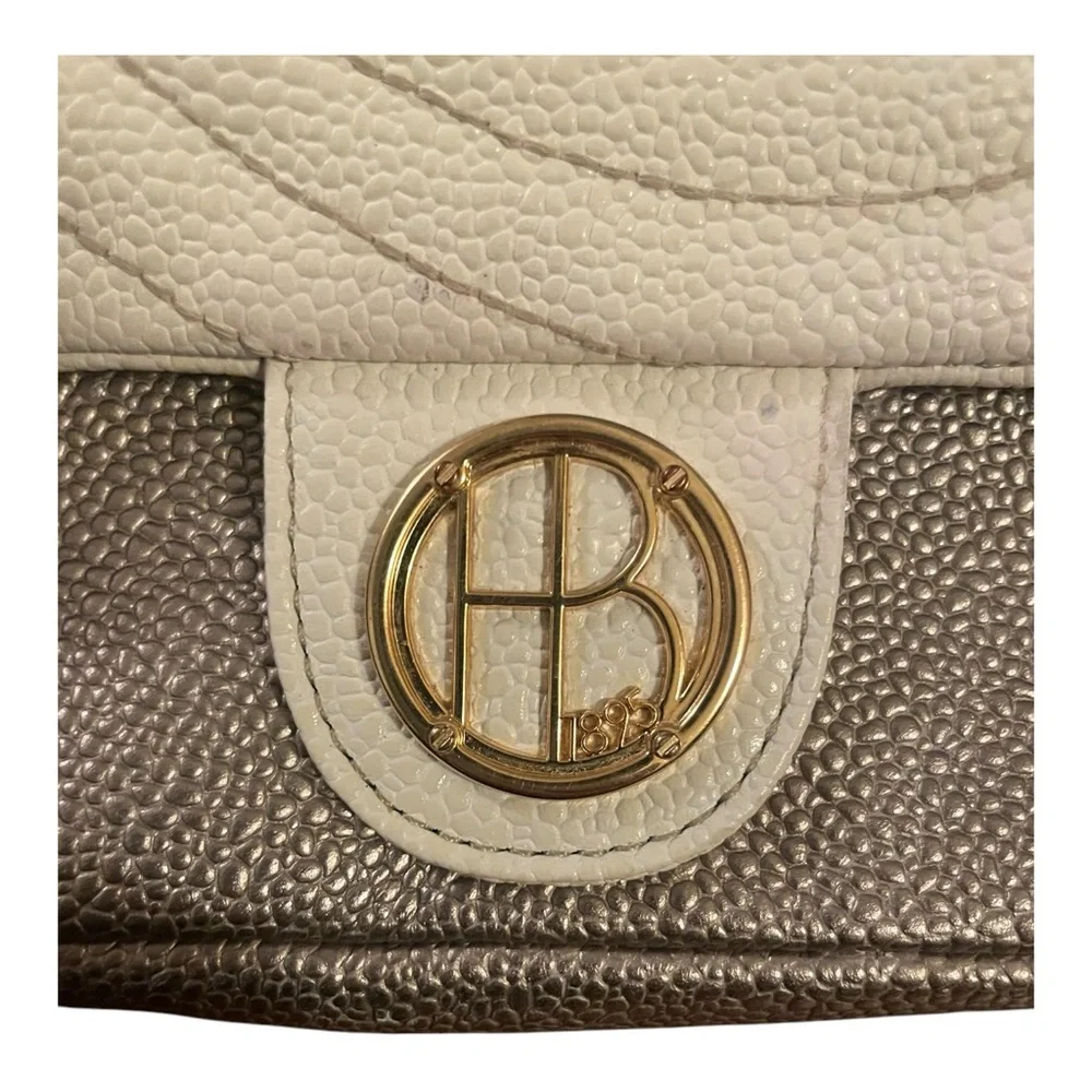Henri Bendel Bronze and White Wristlet with Gold Chain Strap